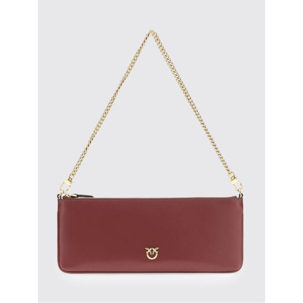 Pinko Women Horizontal Flat Leather Shoulder Bag Pinko With Love Birds Logo